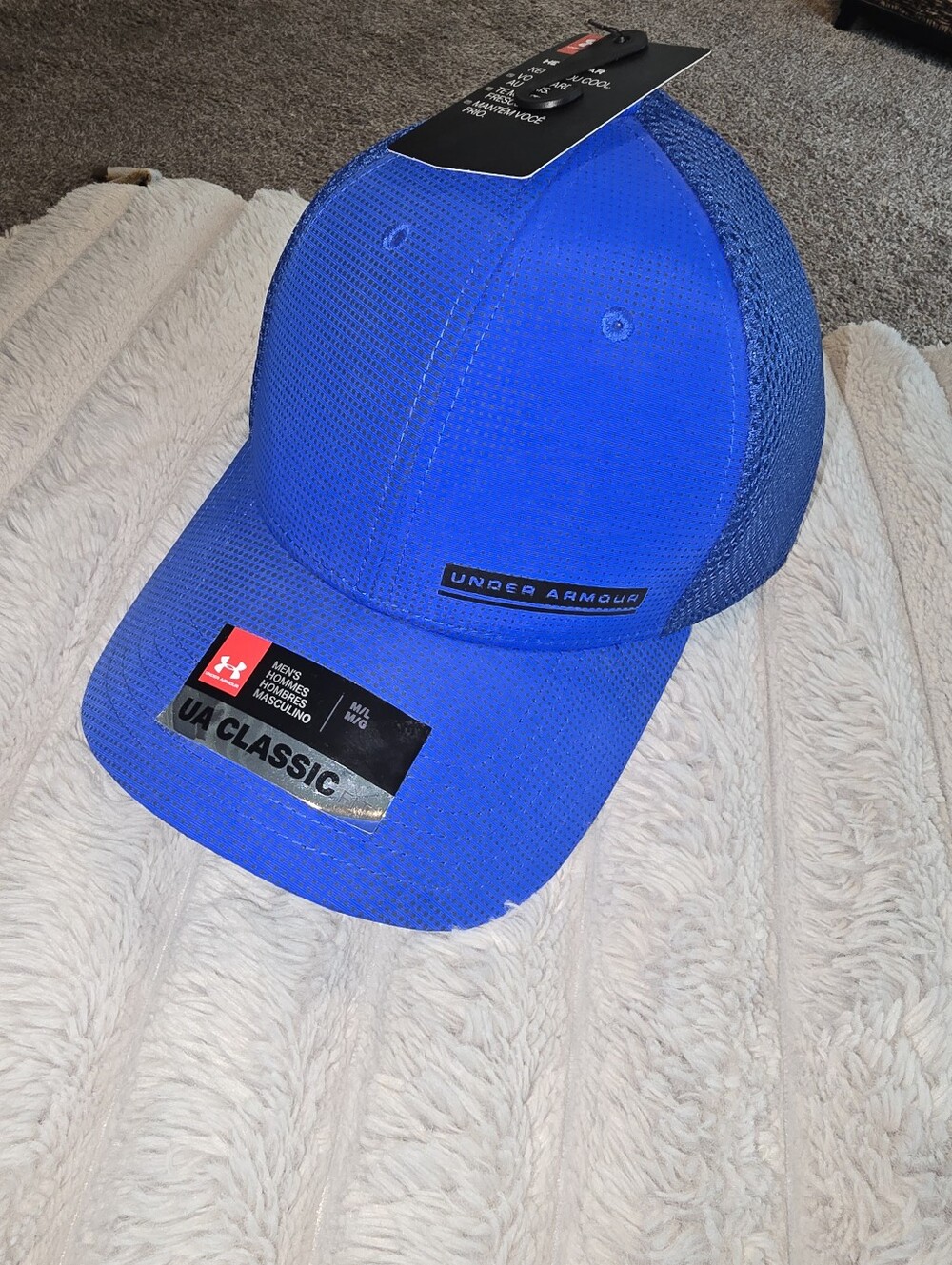 Mens Under Armour Blue Fitted Hat Cap Classic M/L Medium Large New Heatgear Blue